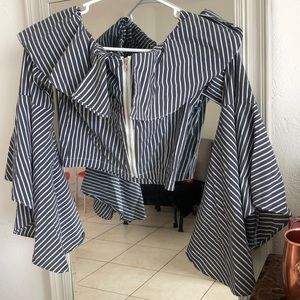 Crop top S stripes Gray White